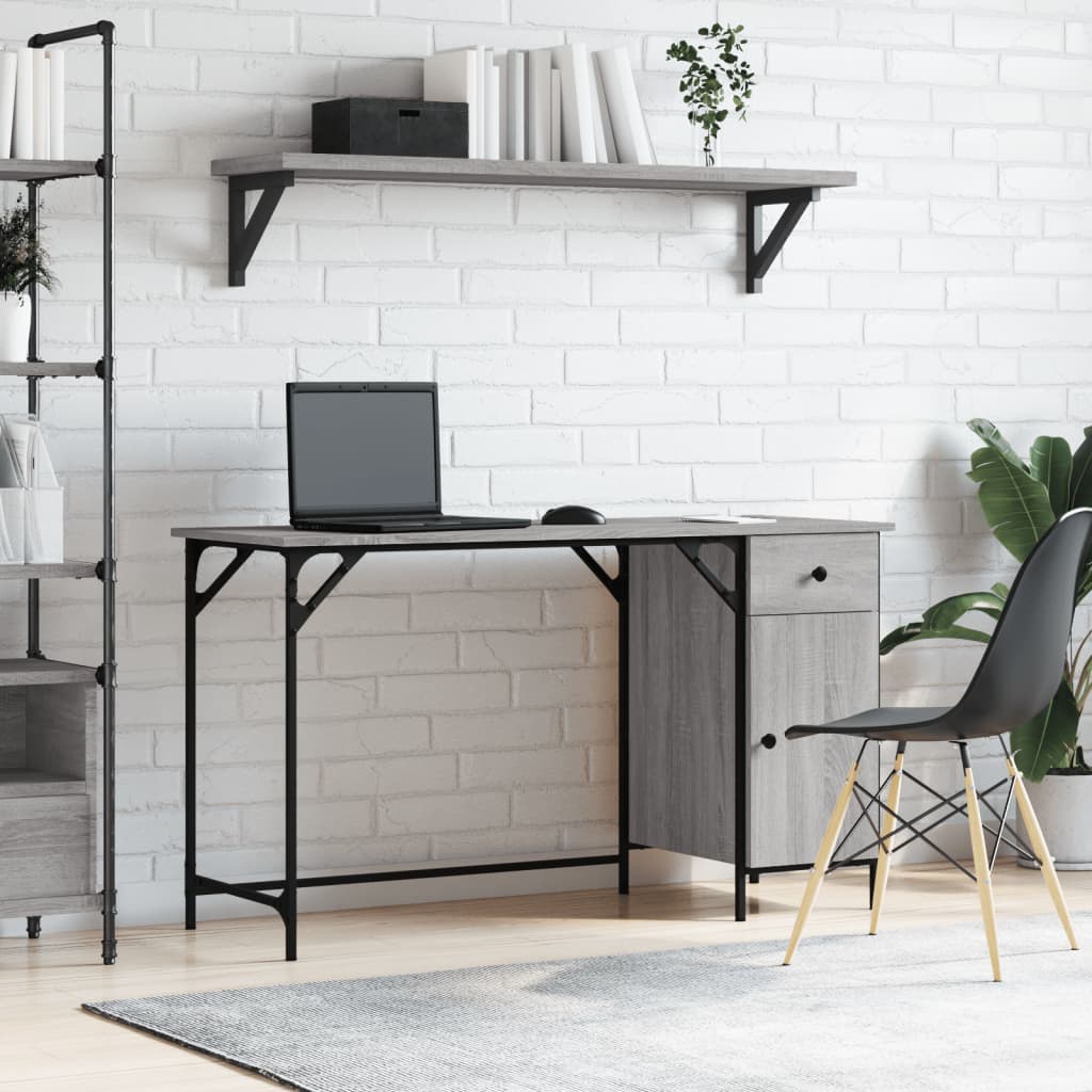 vidaXL Computerbureau 131x48x75 cm bewerkt hout zwart