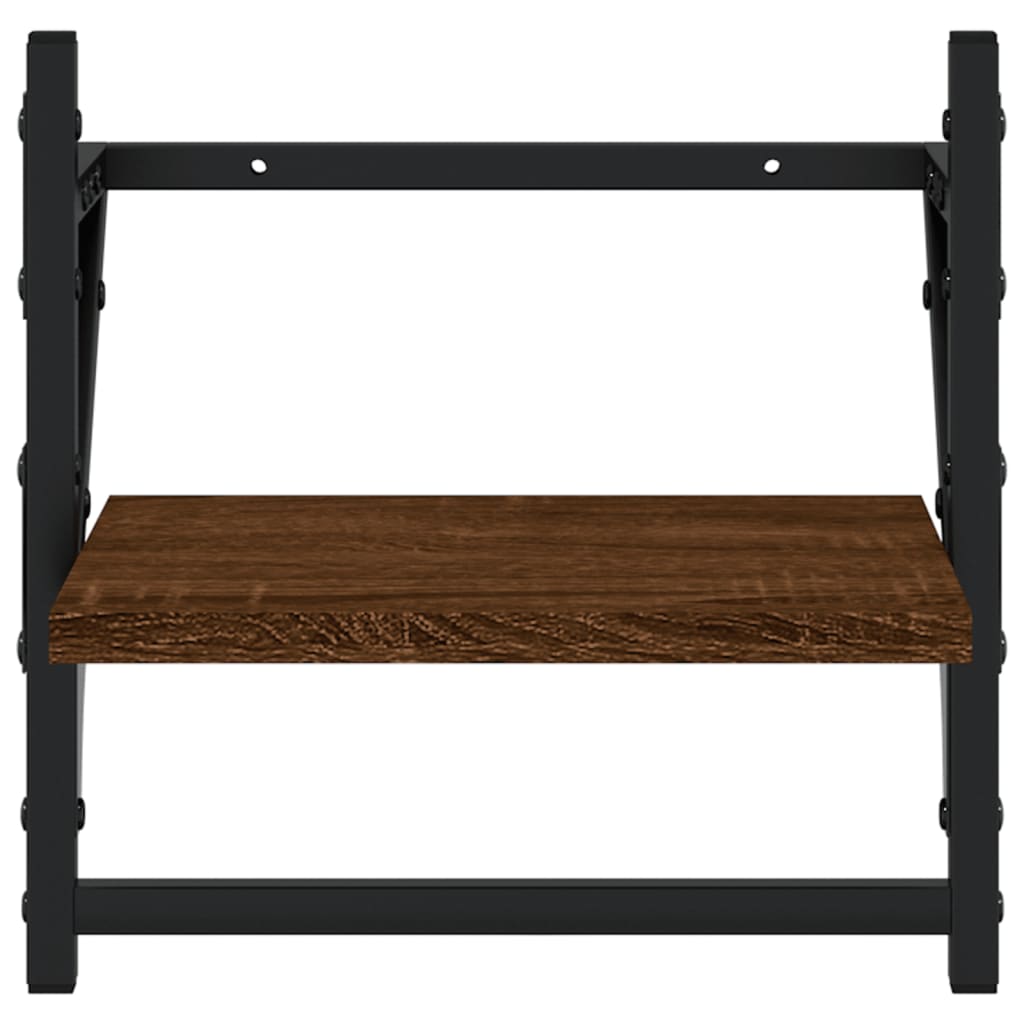 vidaXL 4-delige Wandschappenset met stangen bewerkt hout zwart