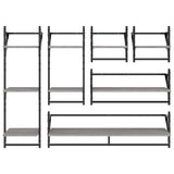 vidaXL 6-delige Wandschappenset met stangen bewerkt hout zwart