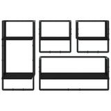 vidaXL 4-delige Wandschappenset met stangen bewerkt hout zwart