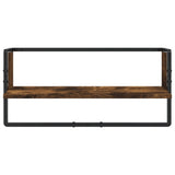 vidaXL 6-delige Wandschappenset met stangen bewerkt hout zwart