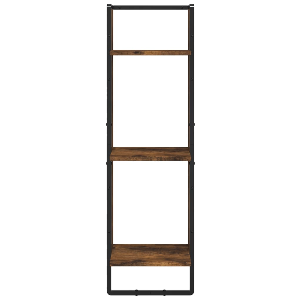 vidaXL 6-delige Wandschappenset met stangen bewerkt hout zwart