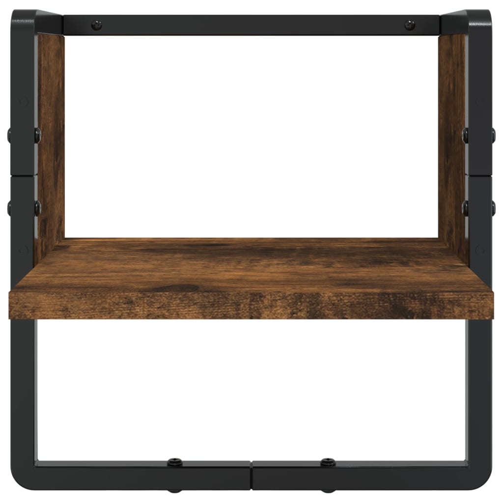 vidaXL 6-delige Wandschappenset met stangen bewerkt hout zwart