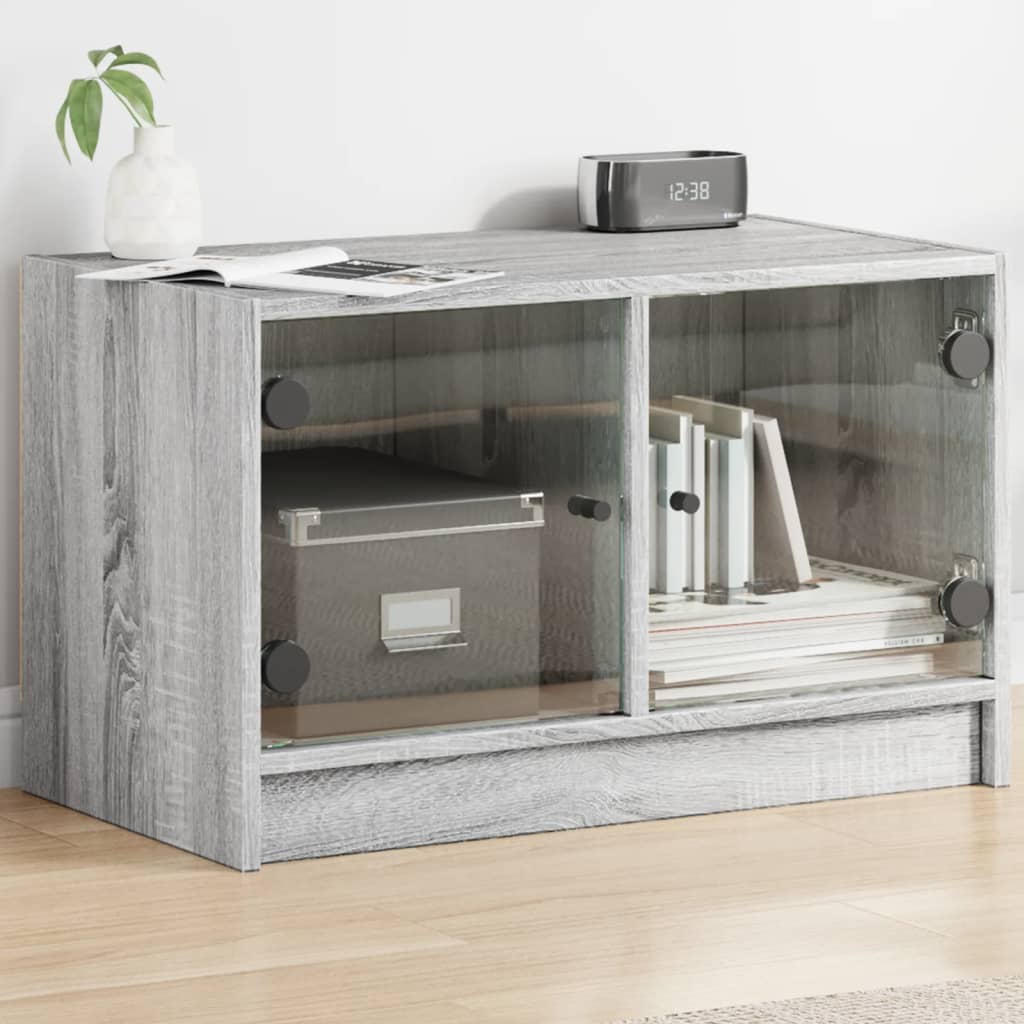 vidaXL Tv-meubel met glazen deuren 68x37x42 cm wit