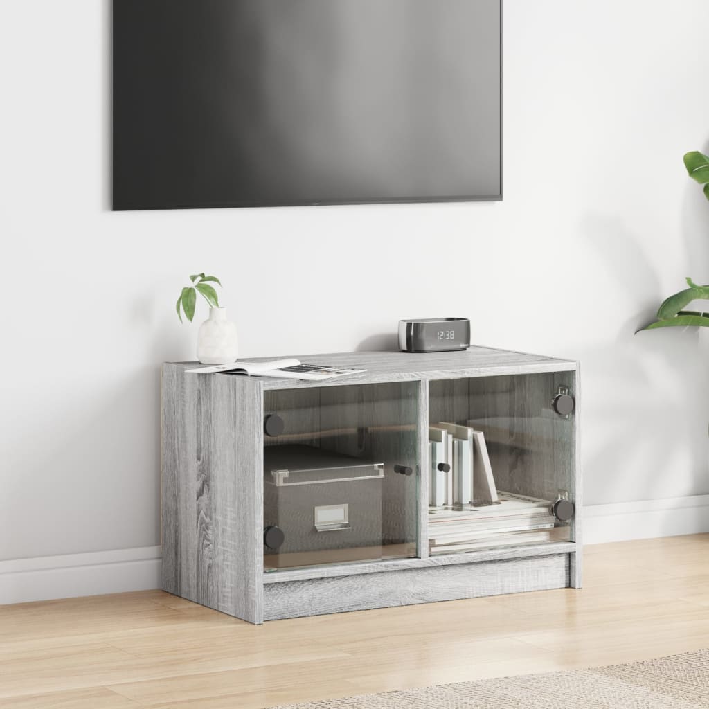 vidaXL Tv-meubel met glazen deuren 68x37x42 cm wit