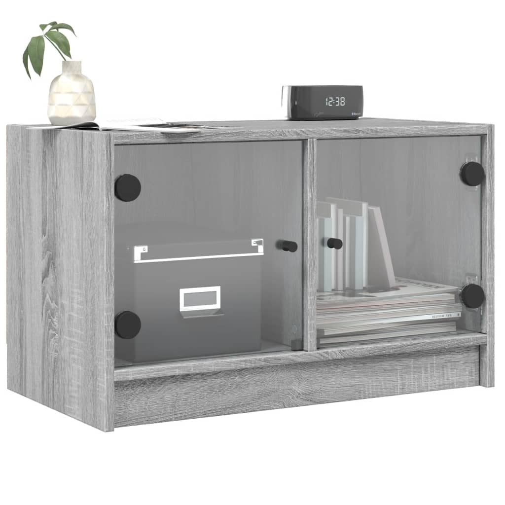 vidaXL Tv-meubel met glazen deuren 68x37x42 cm wit