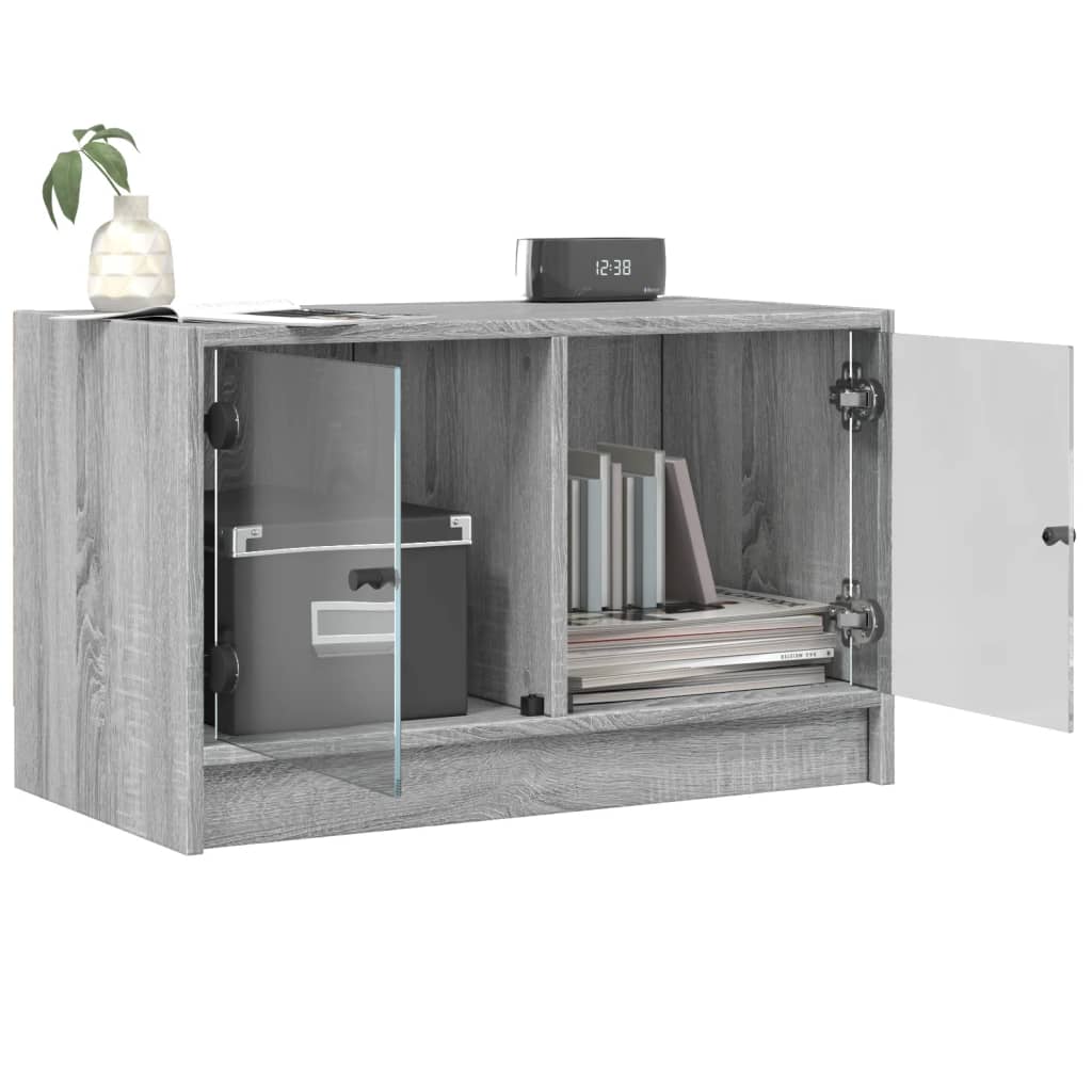 vidaXL Tv-meubel met glazen deuren 68x37x42 cm wit
