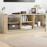 vidaXL Tv-meubel met glazen deuren 102x37x42 cm wit