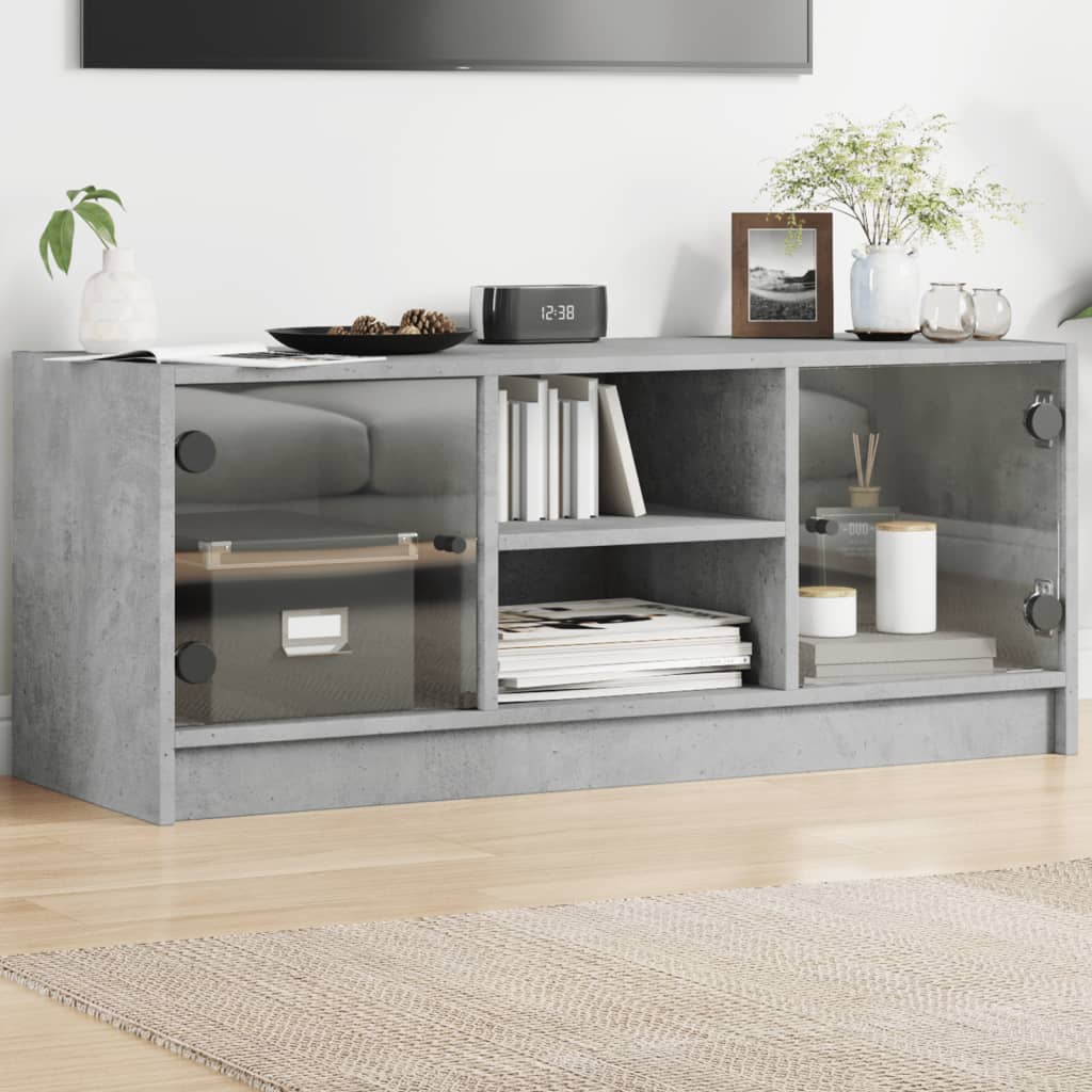 vidaXL Tv-meubel met glazen deuren 102x37x42 cm wit