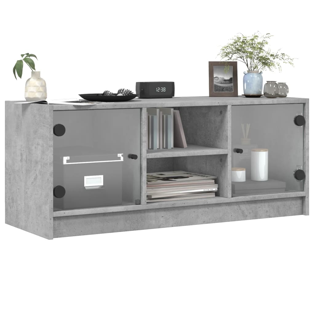 vidaXL Tv-meubel met glazen deuren 102x37x42 cm wit