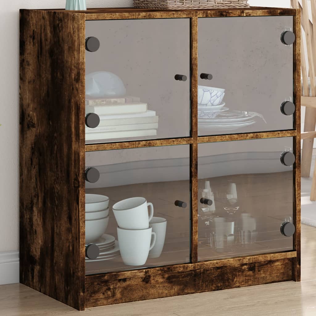 vidaXL Bijzetkast met glazen deuren 68x37x75,5 cm wit