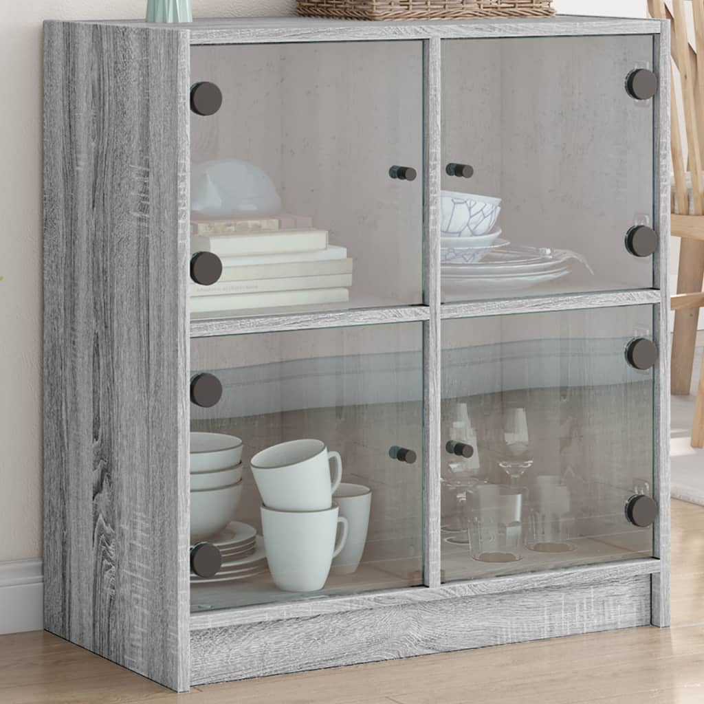 vidaXL Bijzetkast met glazen deuren 68x37x75,5 cm wit