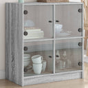 vidaXL Bijzetkast met glazen deuren 68x37x75,5 cm wit