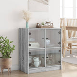 vidaXL Bijzetkast met glazen deuren 68x37x75,5 cm wit