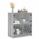 vidaXL Bijzetkast met glazen deuren 68x37x75,5 cm wit