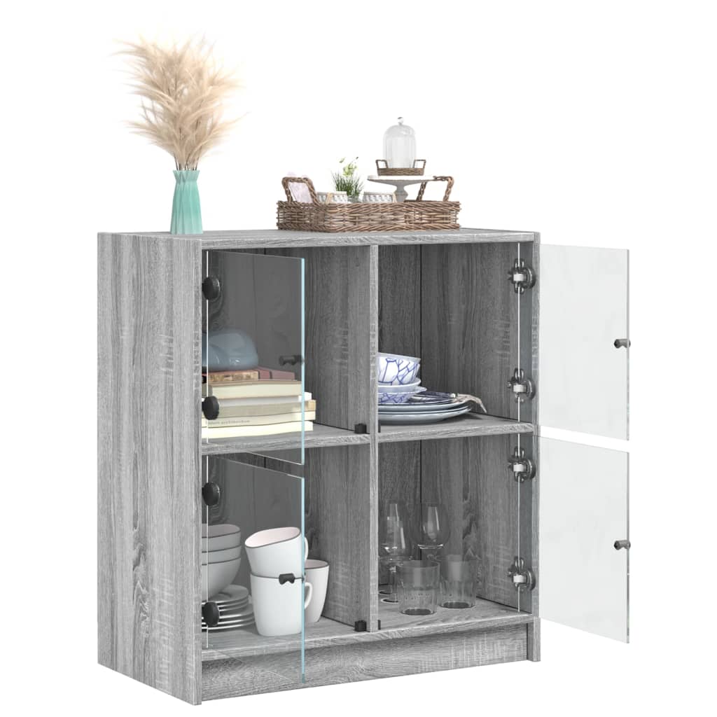 vidaXL Bijzetkast met glazen deuren 68x37x75,5 cm wit