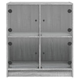 vidaXL Bijzetkast met glazen deuren 68x37x75,5 cm wit