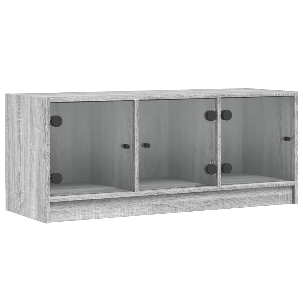 vidaXL Tv-meubel met glazen deuren 102x37x42 cm wit