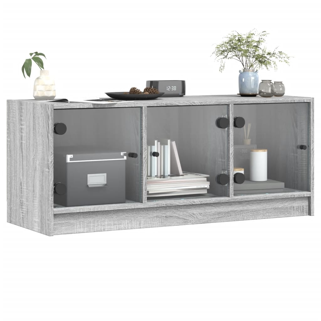 vidaXL Tv-meubel met glazen deuren 102x37x42 cm wit