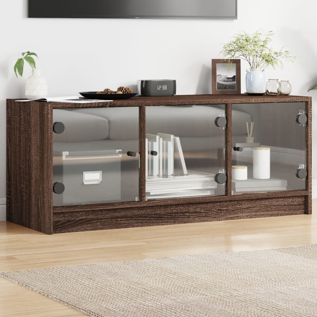 vidaXL Tv-meubel met glazen deuren 102x37x42 cm wit