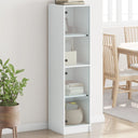 vidaXL High Cabinet with Glass Doors 35x37x142 cm White