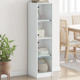 vidaXL High Cabinet with Glass Doors 35x37x142 cm White