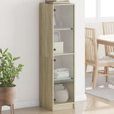 vidaXL High Cabinet with Glass Doors 35x37x142 cm White