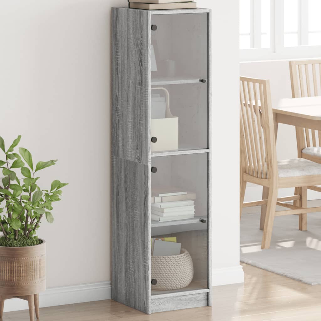 vidaXL High Cabinet with Glass Doors 35x37x142 cm White