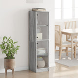 vidaXL High Cabinet with Glass Doors 35x37x142 cm White