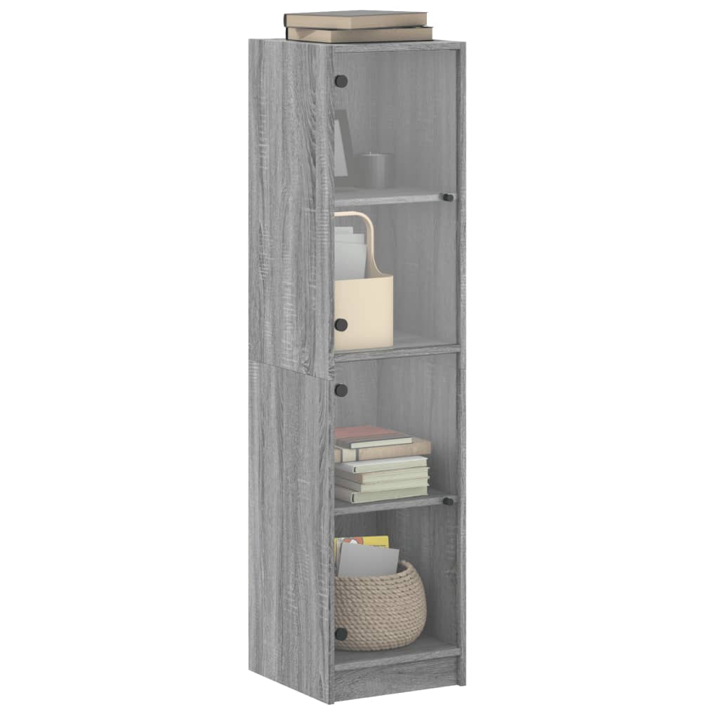 vidaXL High Cabinet with Glass Doors 35x37x142 cm White
