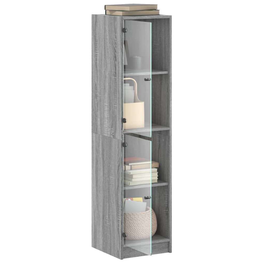 vidaXL High Cabinet with Glass Doors 35x37x142 cm White