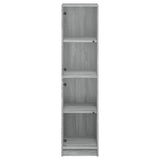 vidaXL High Cabinet with Glass Doors 35x37x142 cm White
