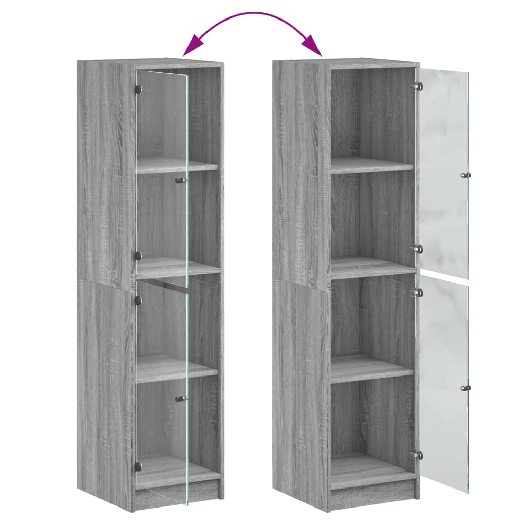 vidaXL High Cabinet with Glass Doors 35x37x142 cm White