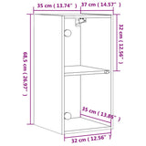 vidaXL Wall Cabinet with Glass Doors 35x37x68.5 cm White