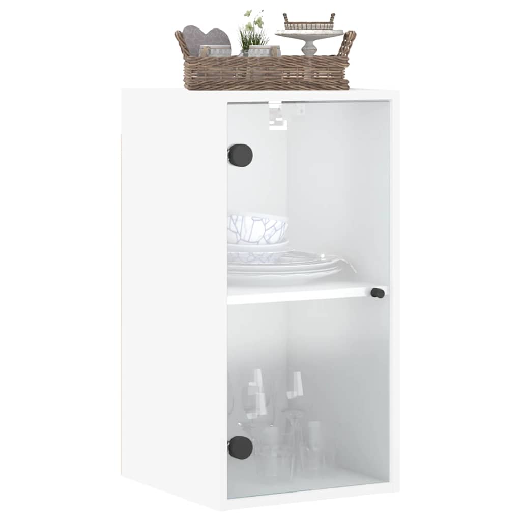vidaXL Wall Cabinet with Glass Doors 35x37x68.5 cm White