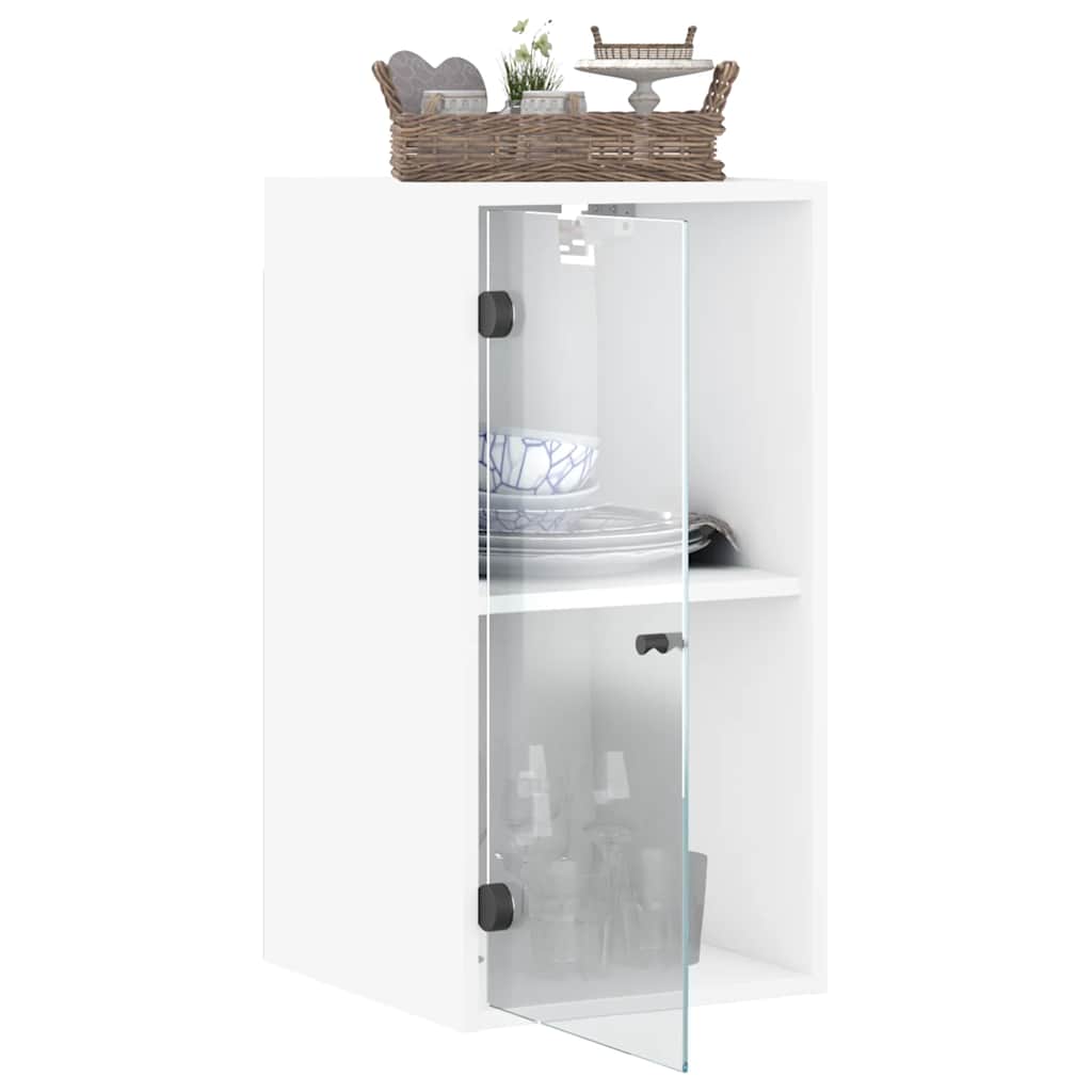 vidaXL Wall Cabinet with Glass Doors 35x37x68.5 cm White