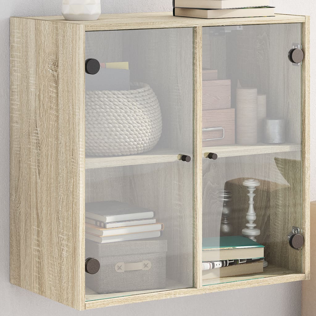 vidaXL Wandkast met glazen deuren 68x37x68,5 cm wit