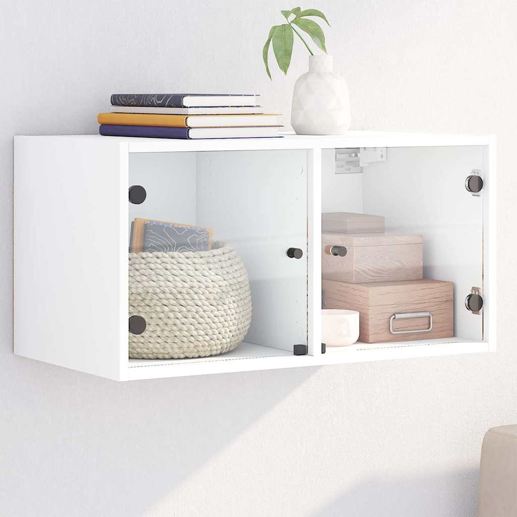 vidaXL Wall Cabinet with Glass Doors 68.5x37x35 cm White