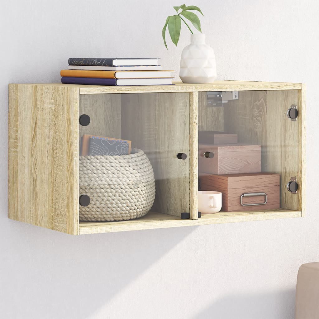vidaXL Wall Cabinet with Glass Doors 68.5x37x35 cm White