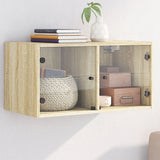 vidaXL Wall Cabinet with Glass Doors 68.5x37x35 cm White