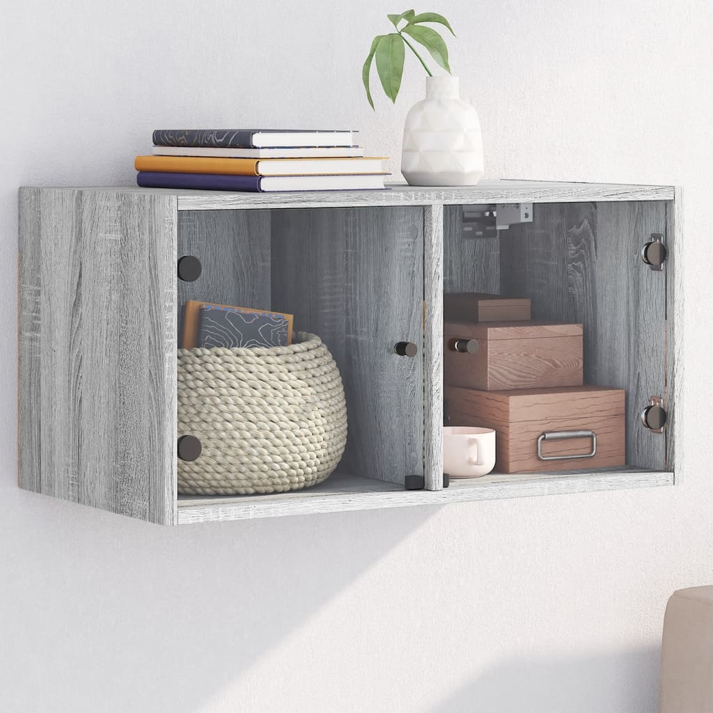 vidaXL Wall Cabinet with Glass Doors 68.5x37x35 cm White