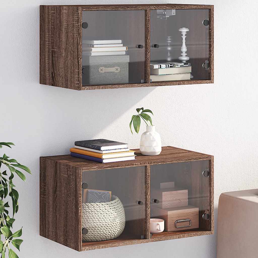 vidaXL Wall Cabinet with Glass Doors 68.5x37x35 cm White