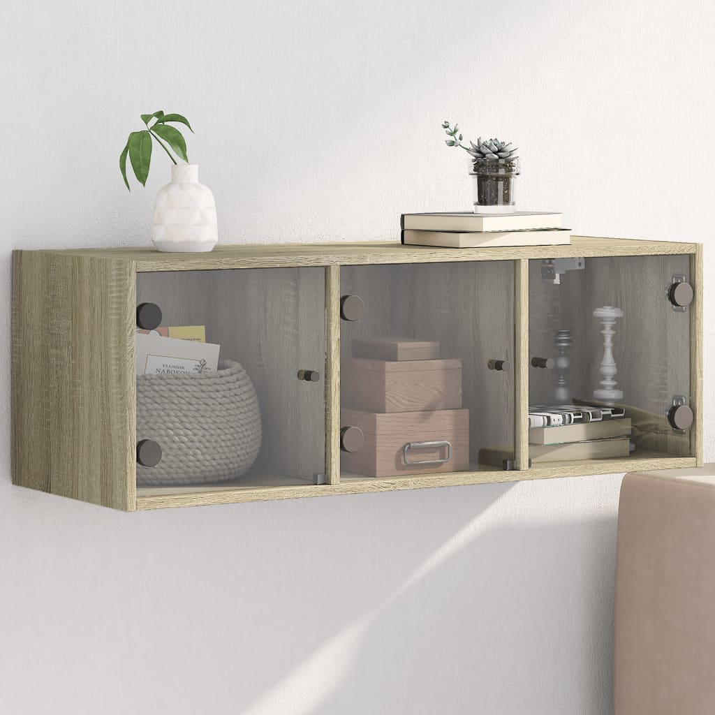 vidaXL Wandkast met glazen deuren 102x37x35 cm wit