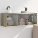 vidaXL Wandkast met glazen deuren 102x37x35 cm wit