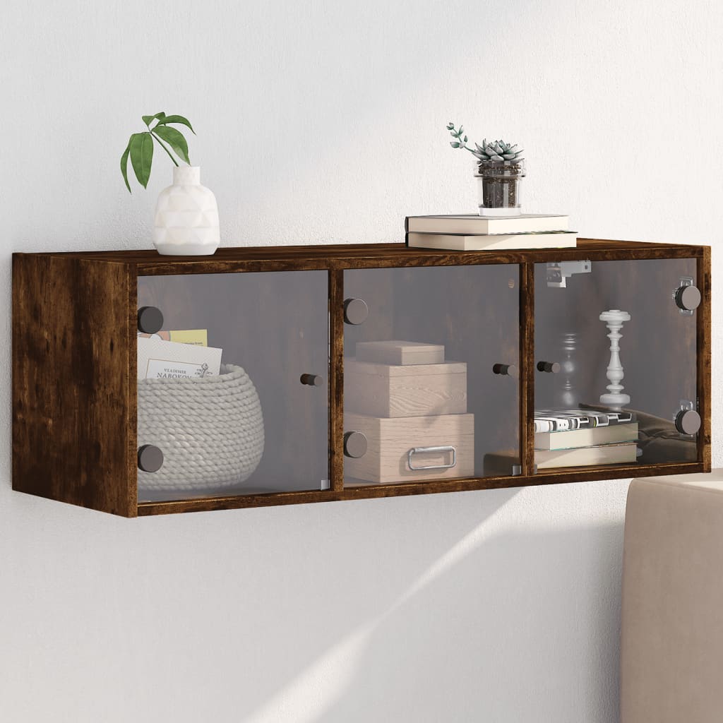 vidaXL Wandkast met glazen deuren 102x37x35 cm wit
