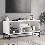 vidaXL TV Cabinet with Glass Doors 102x37x50 cm White
