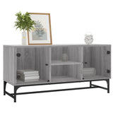 vidaXL TV Cabinet with Glass Doors 102x37x50 cm White