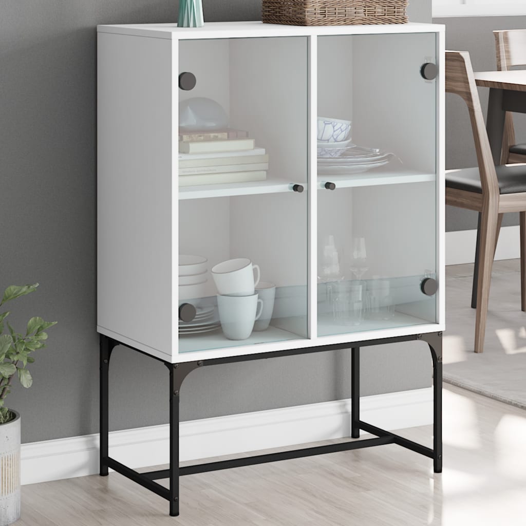 vidaXL Bijzetkast met glazen deuren 69x37x100 cm wit