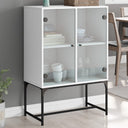 vidaXL Bijzetkast met glazen deuren 69x37x100 cm wit