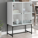 vidaXL Bijzetkast met glazen deuren 69x37x100 cm wit